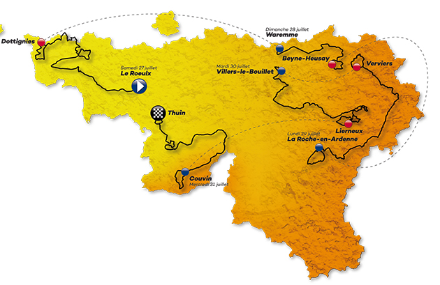 2019 Tour de Wallonie map